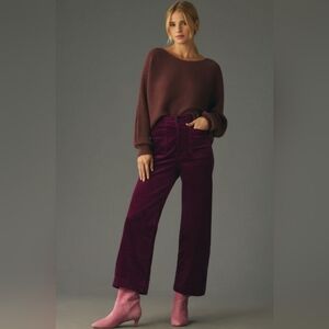 Anthropologie Burgundy Wide Leg Pants
